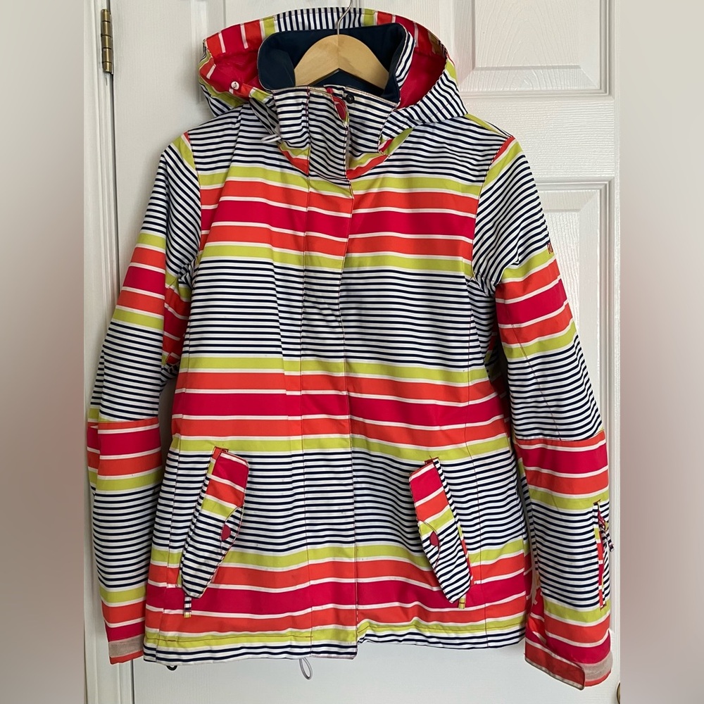 Women's ROXY Dryflight Snowboard/Ski Jacket Bright Colorful Stripes Pink Int.